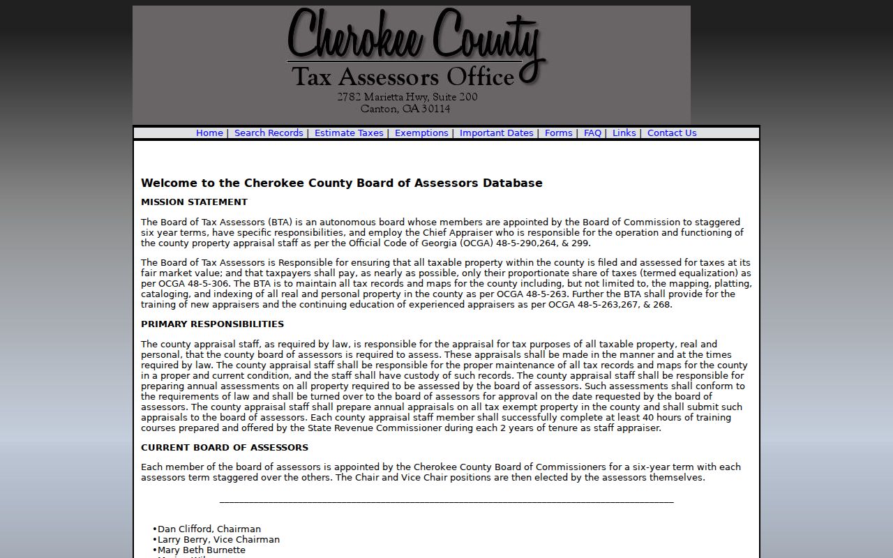 Cherokee County residents directory assessor property search