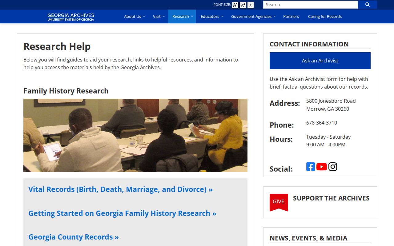 Georgia Archives research help page for Cherokee County historical records