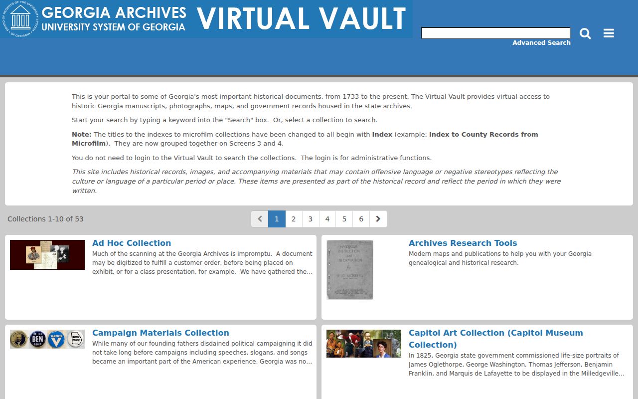 Georgia Archives Virtual Vault used for Cherokee County directory research