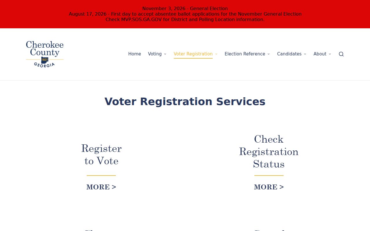 Cherokee County voter registration services for lawful neighbor record checks